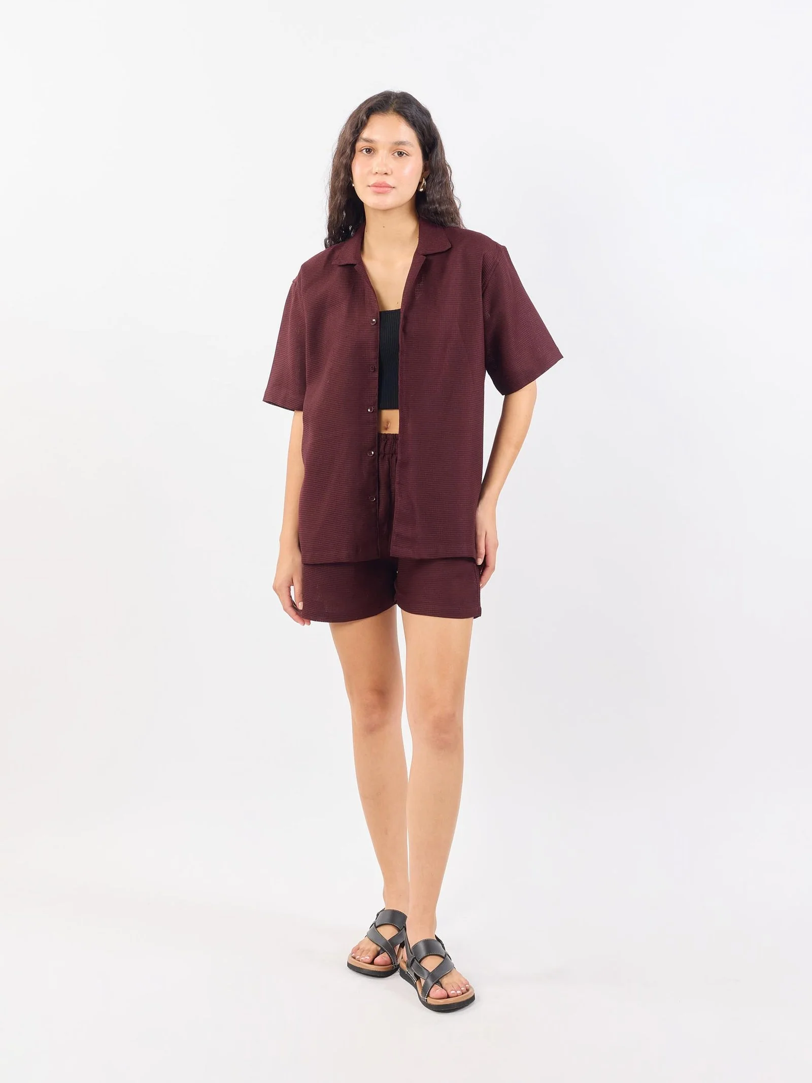 Wine Unisex Textured Co-ord Set - Image 2