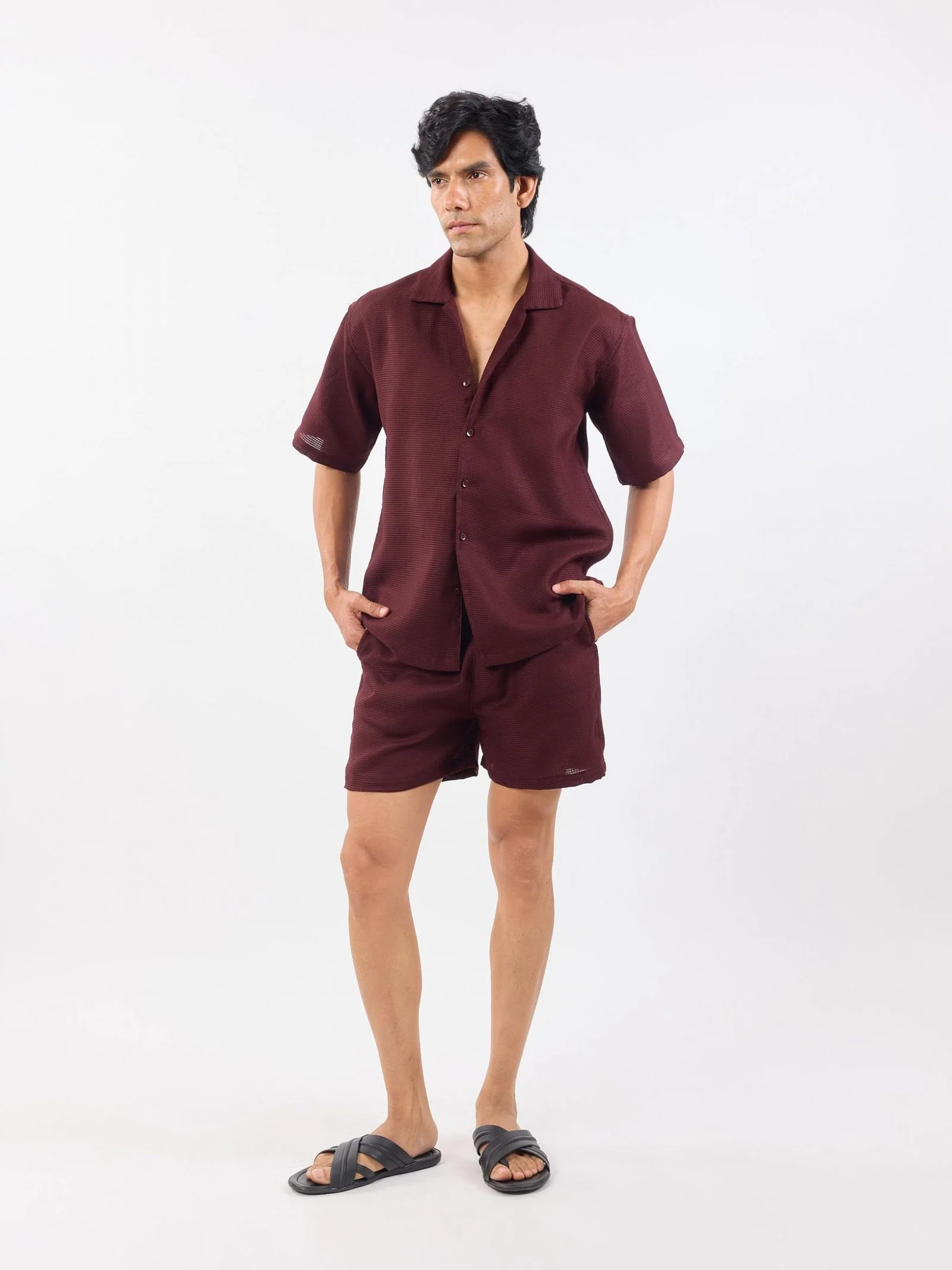 Wine Unisex Textured Co-ord Set - Image 3
