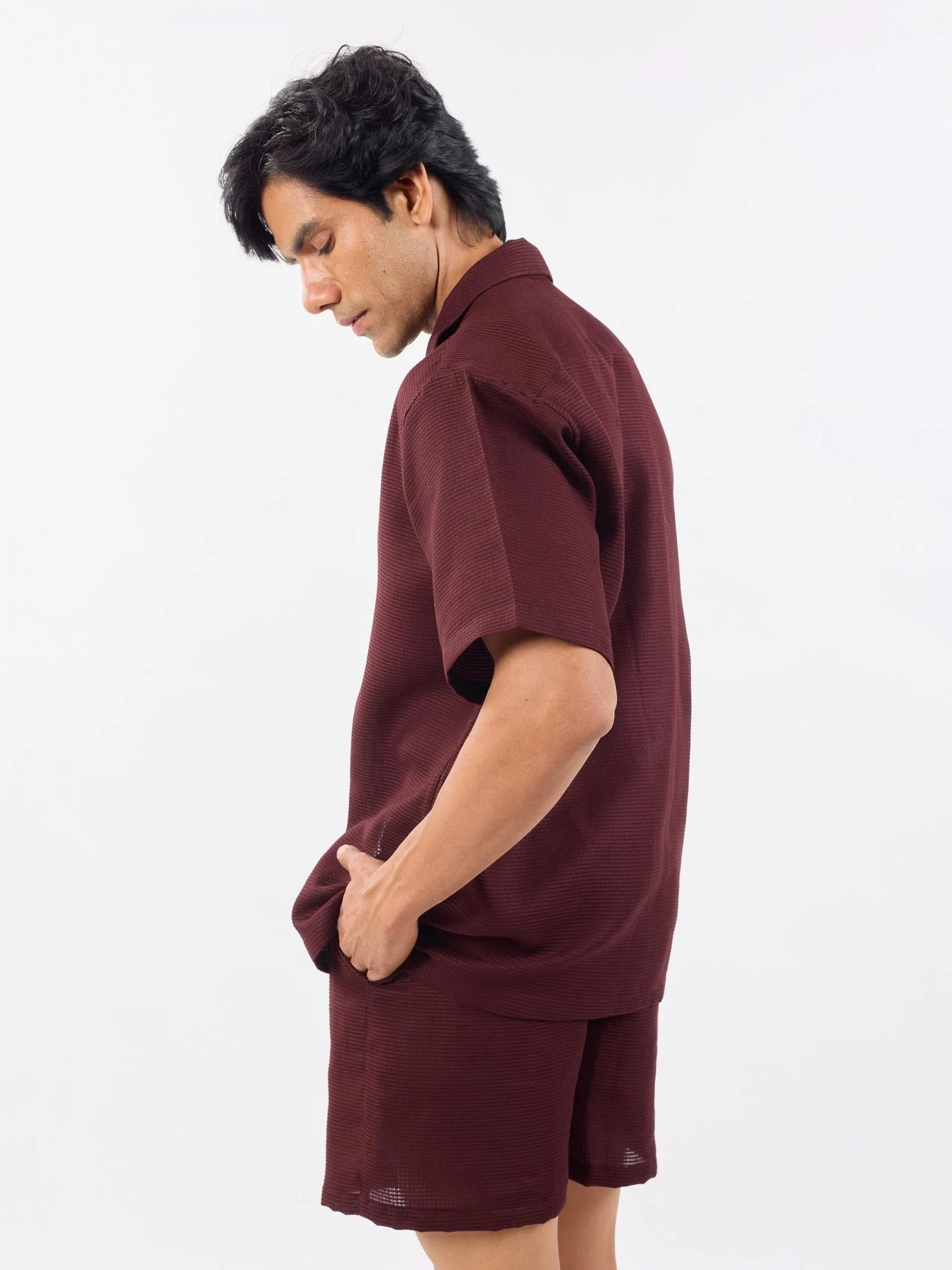 Wine Unisex Textured Co-ord Set - Image 5