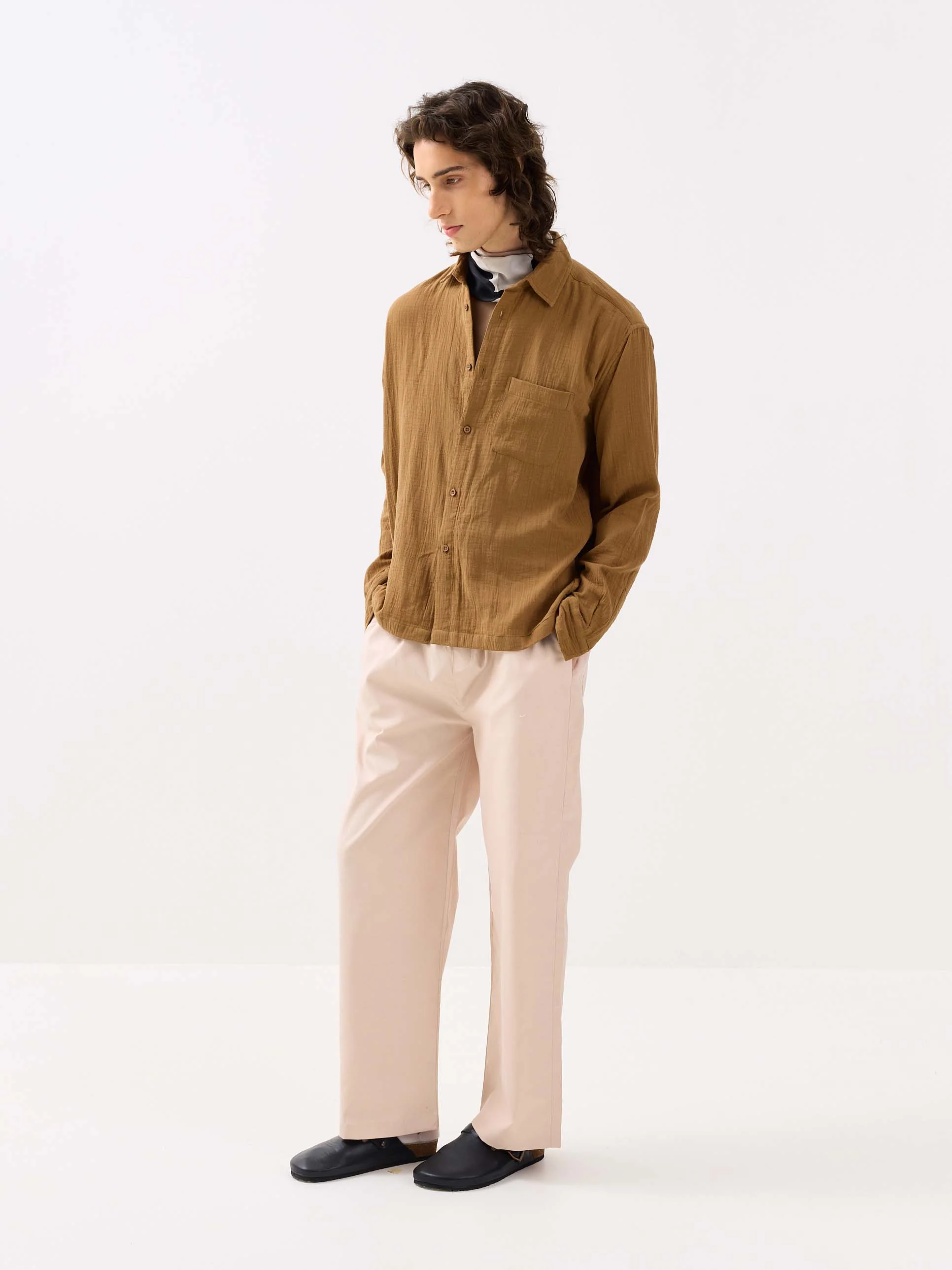 Wood Brown Gauze Holiday Shirt - Image 5