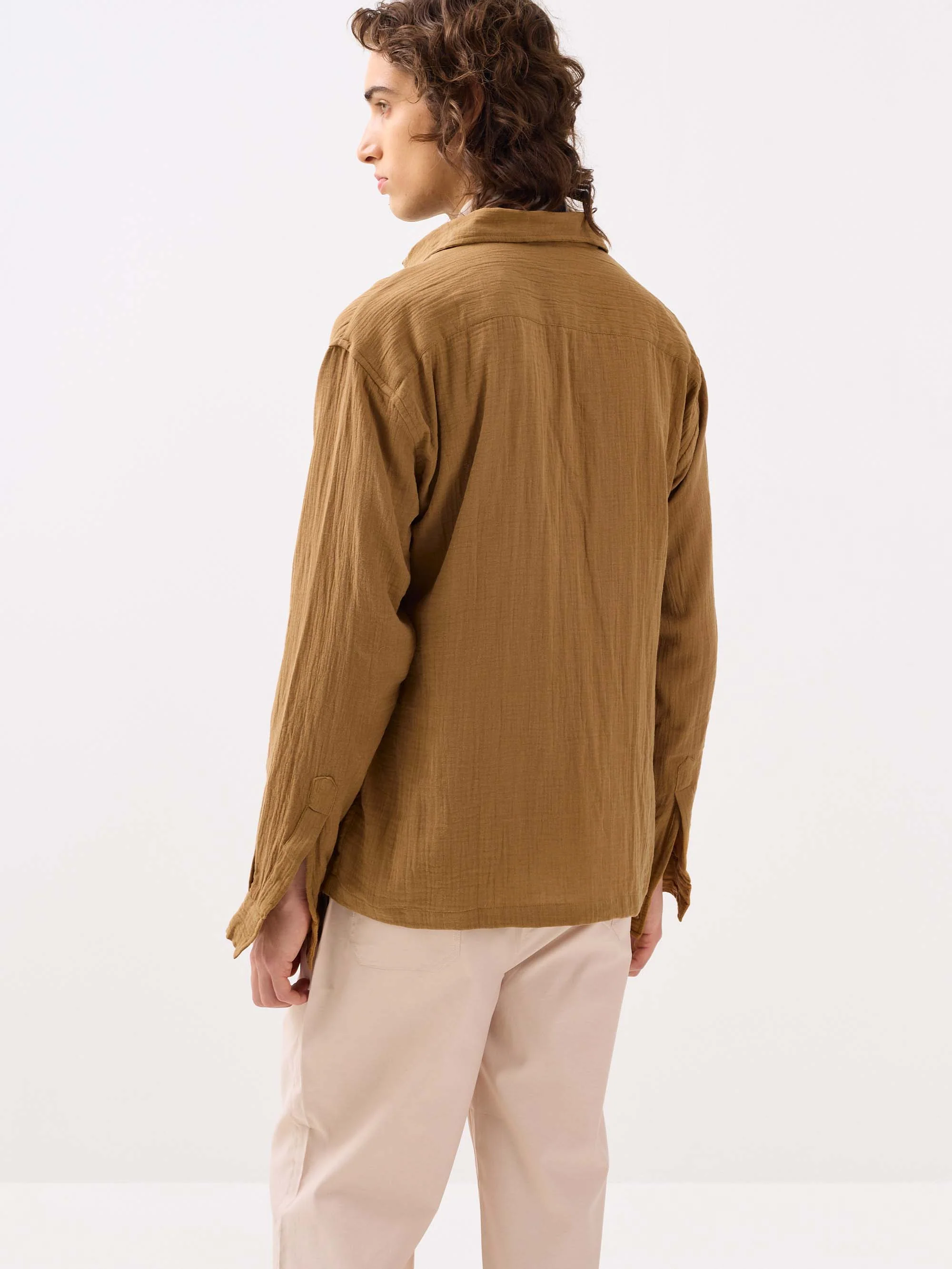 Wood Brown Gauze Holiday Shirt - Image 7