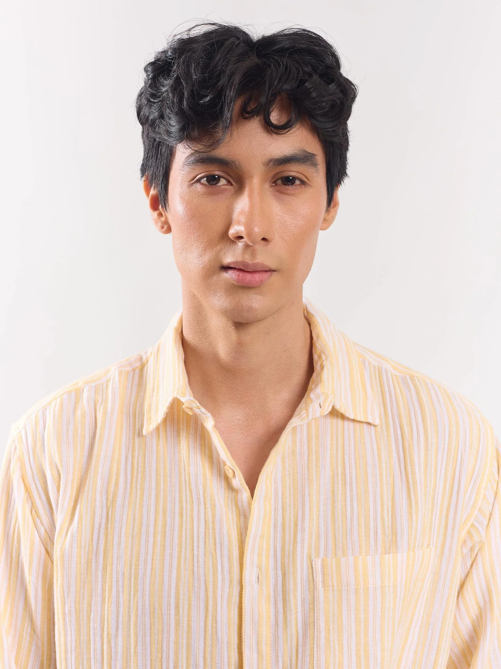 Yellow Striped Gauze Holiday Shirt - Image 3