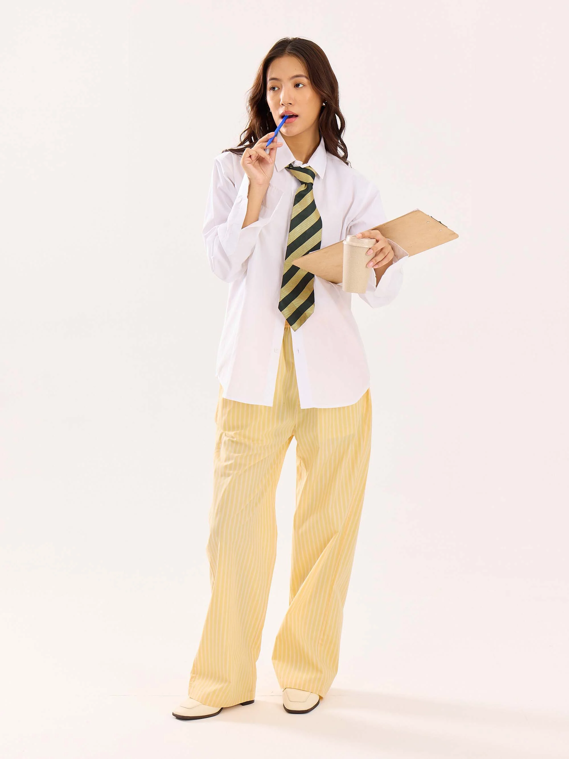 Yellow Striped Poplin Pull-on Pants - Image 2