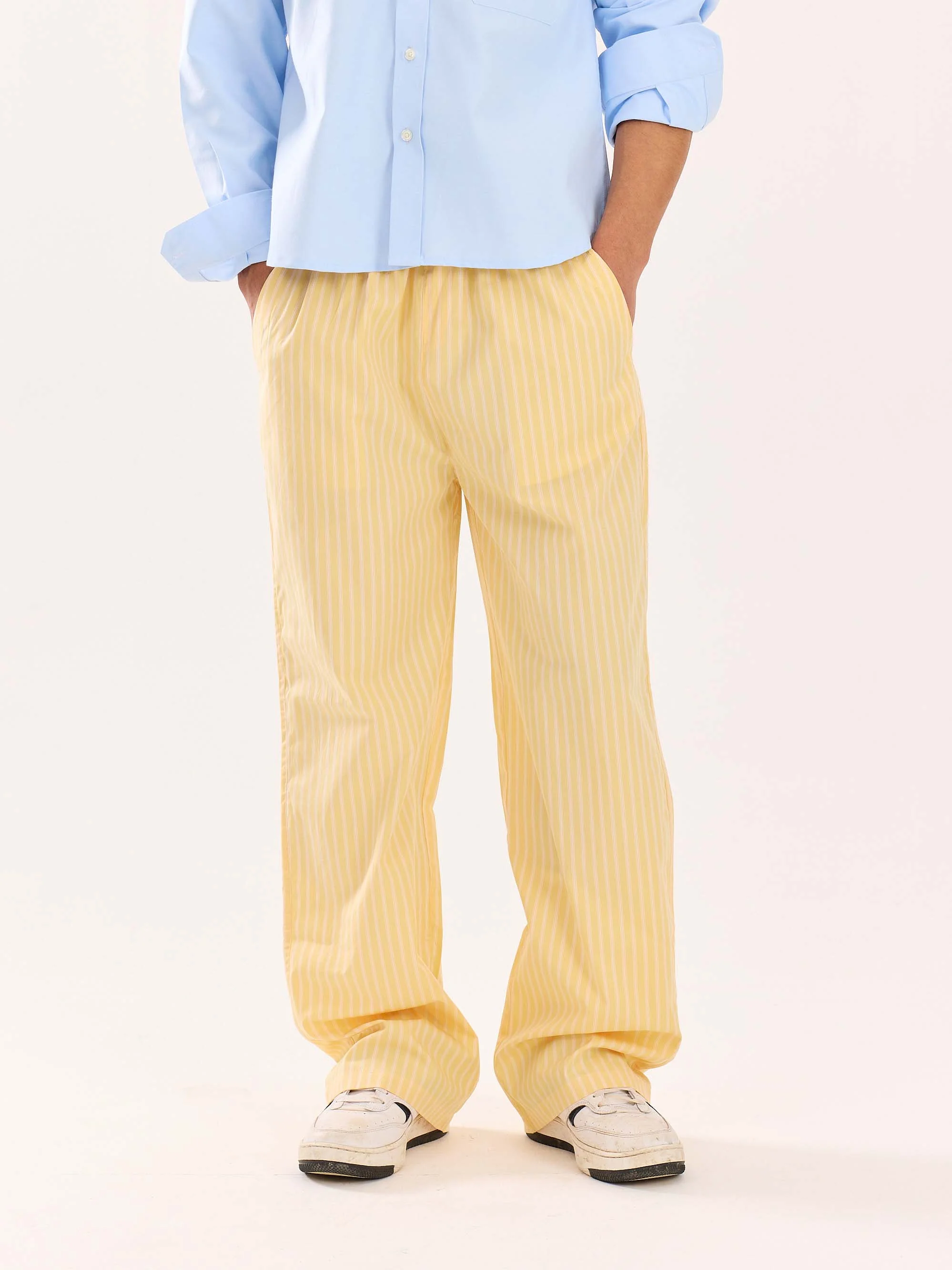 Yellow Striped Poplin Pull-on Pants - Image 3