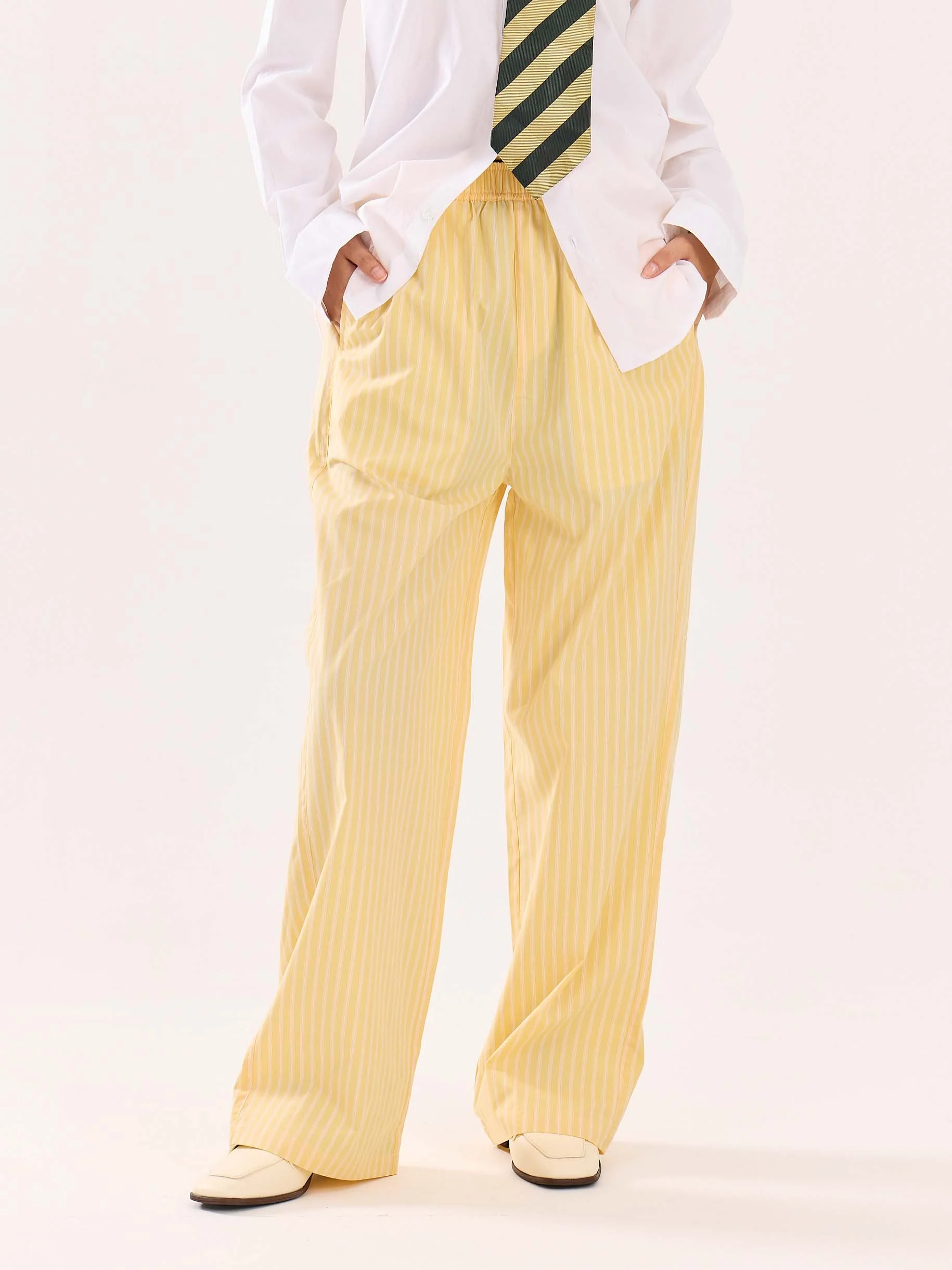 Yellow Striped Poplin Pull-on Pants - Image 4