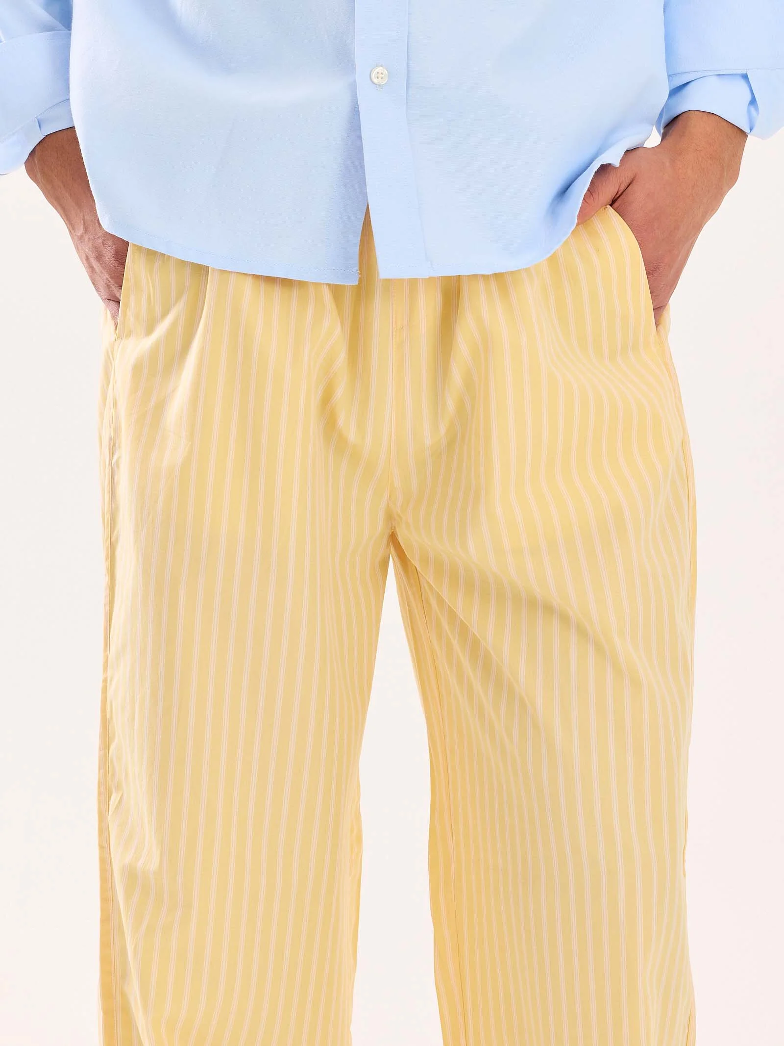 Yellow Striped Poplin Pull-on Pants - Image 5