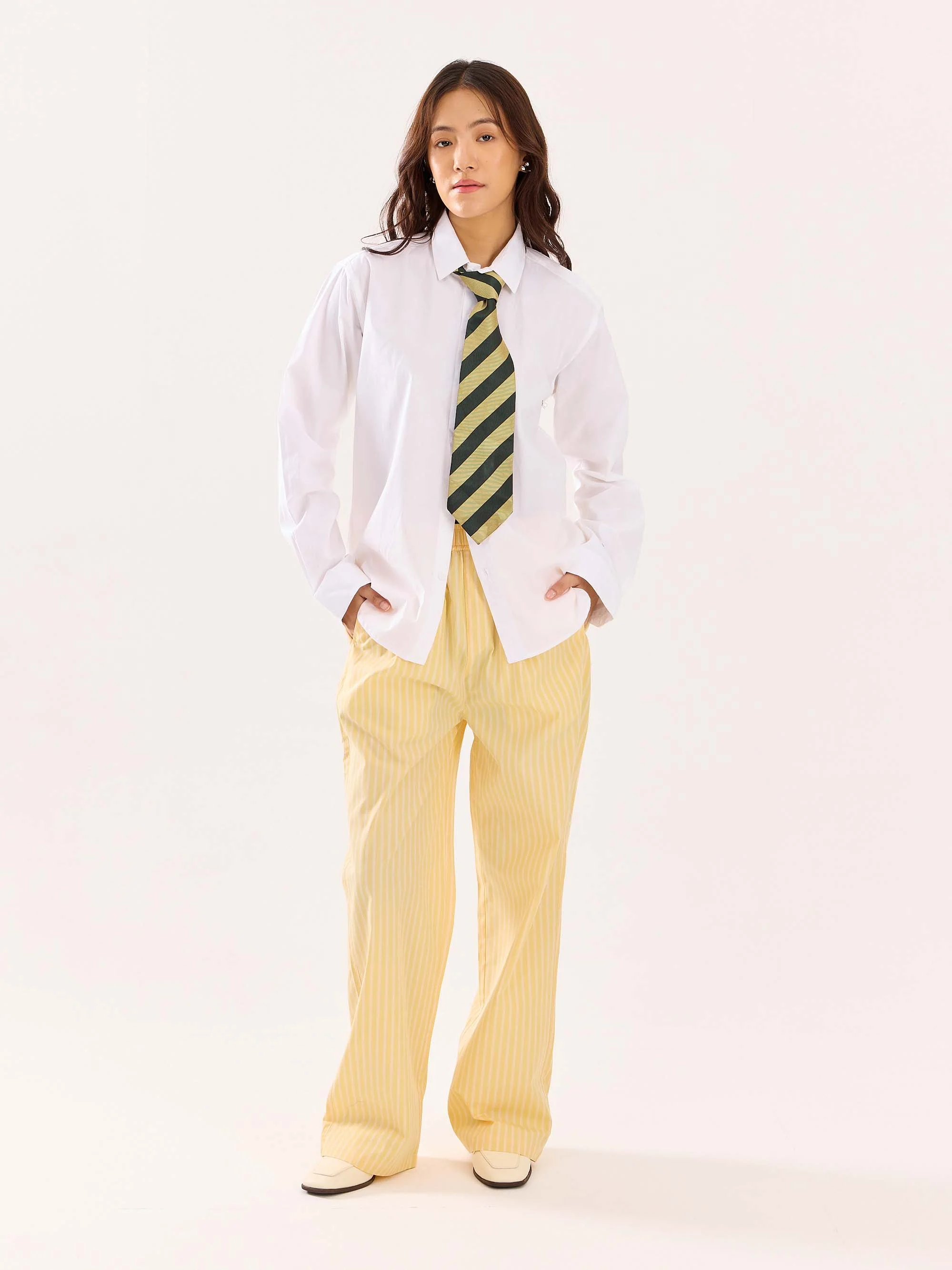 Yellow Striped Poplin Pull-on Pants - Image 6