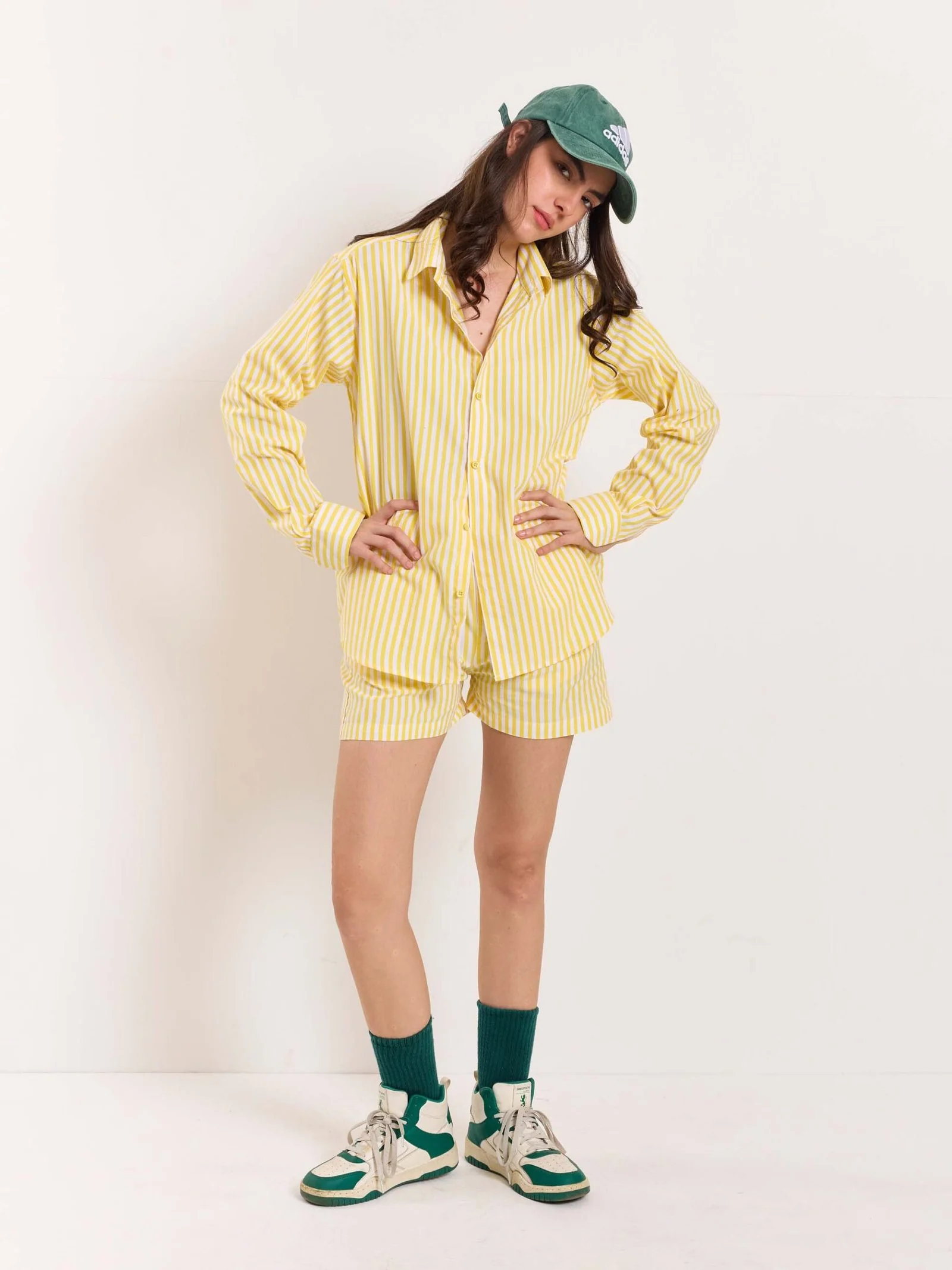 Yellow Striped Poplin Shorts - Image 2
