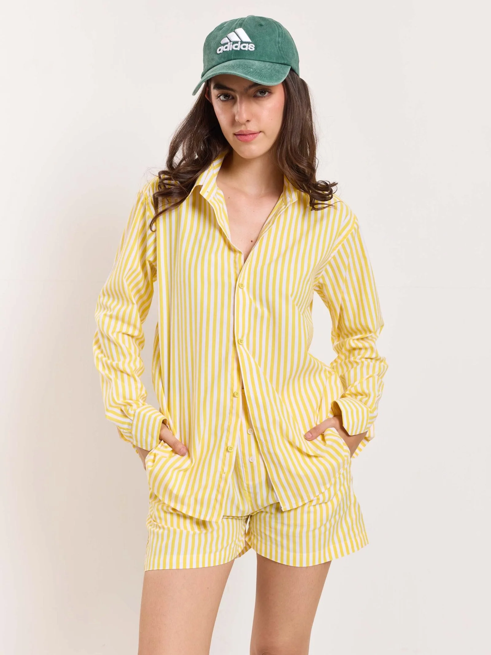 Yellow Striped Poplin Shorts - Image 4