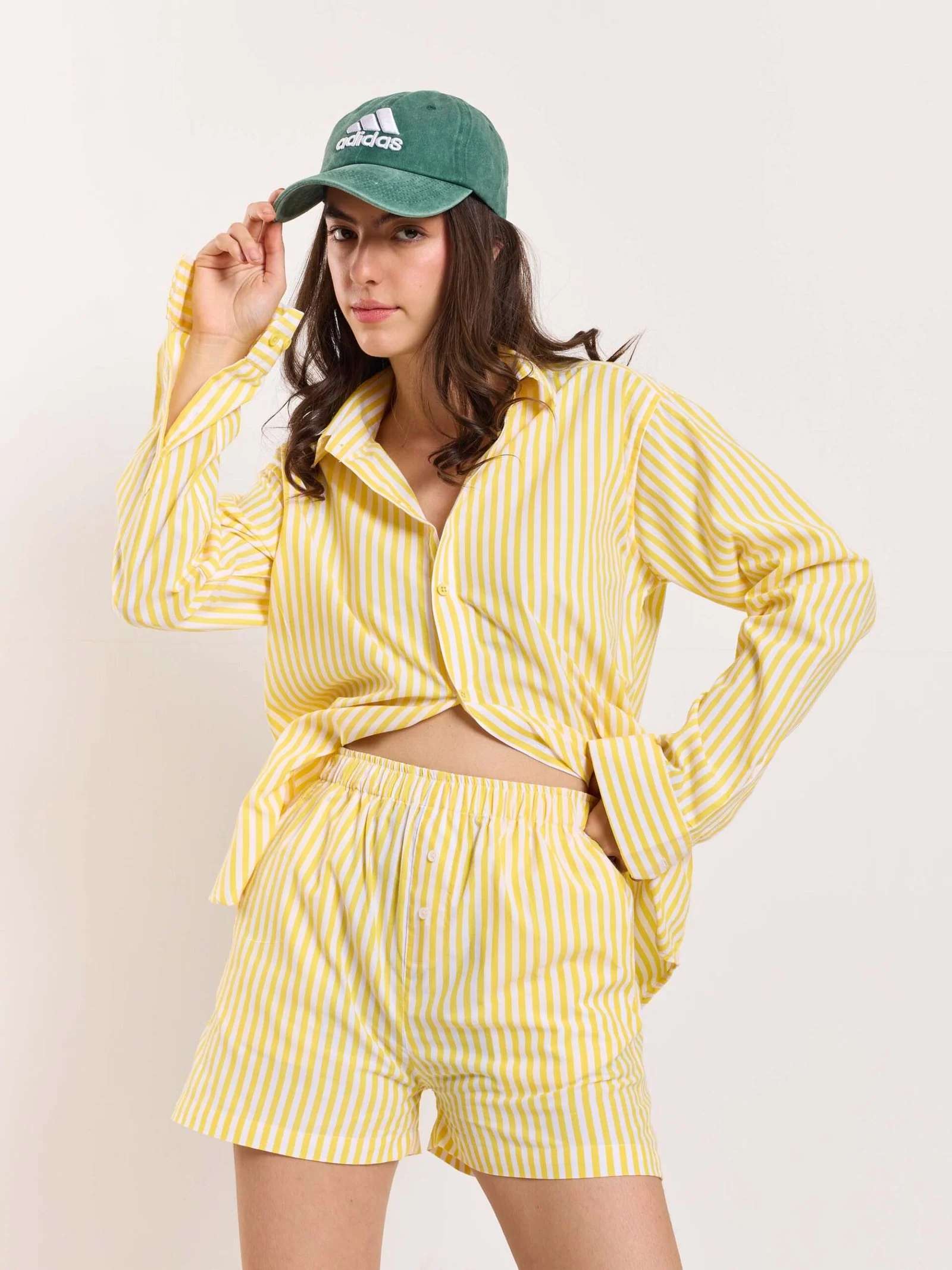 Yellow Striped Poplin Shorts - Image 7