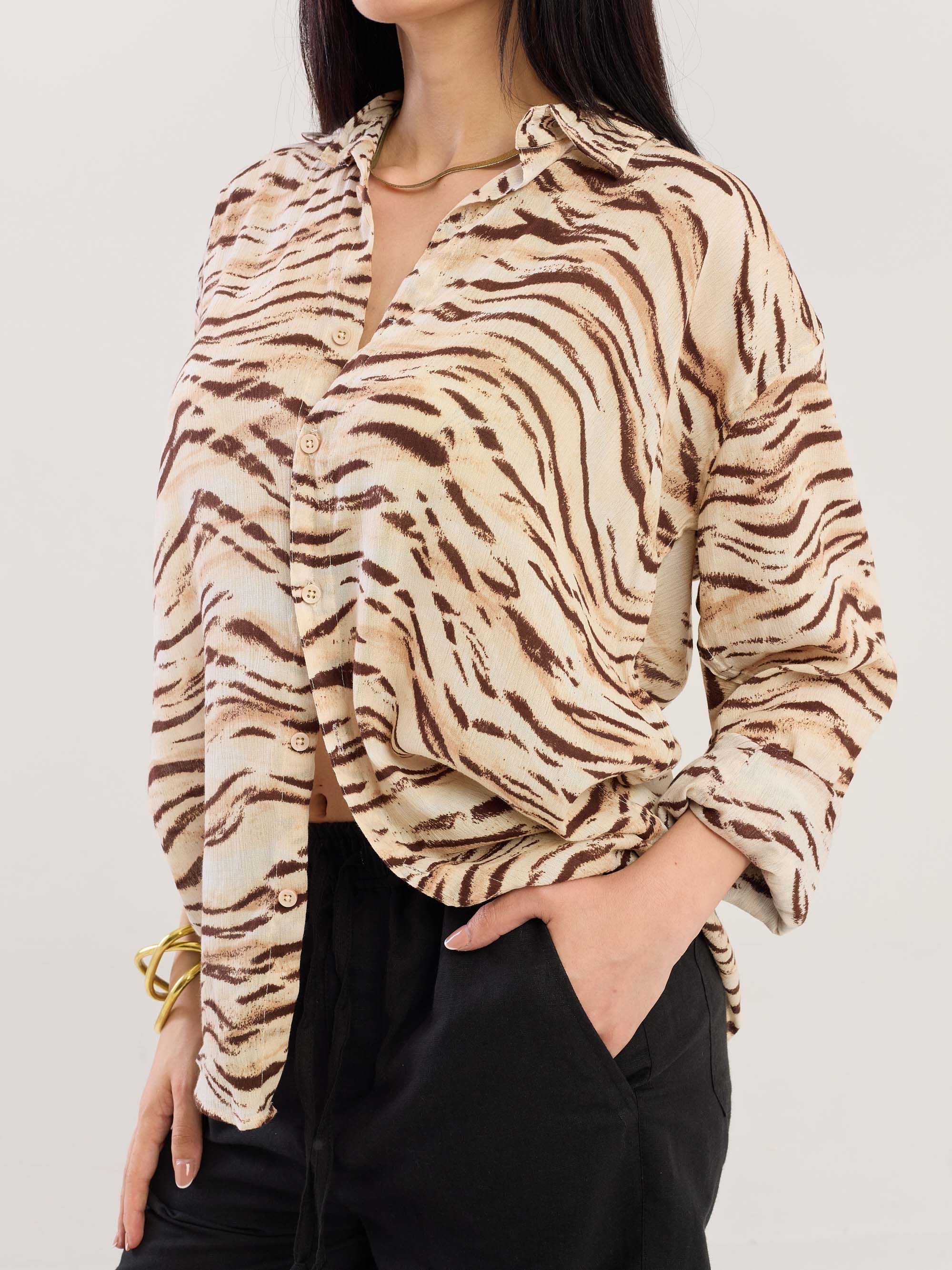Zebra Patterned Wrinkled Shirt - Image 6